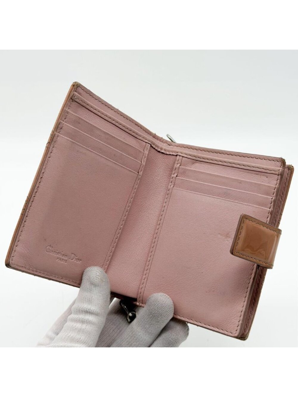 Dior Lady Dior Cannage Lotus Wallet Patent Pink - Picture 6 of 11